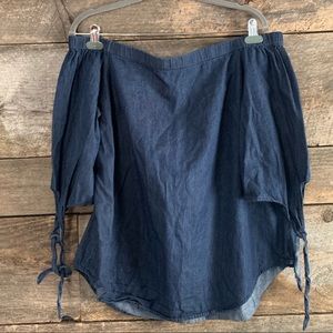 Denim off shoulder blouse